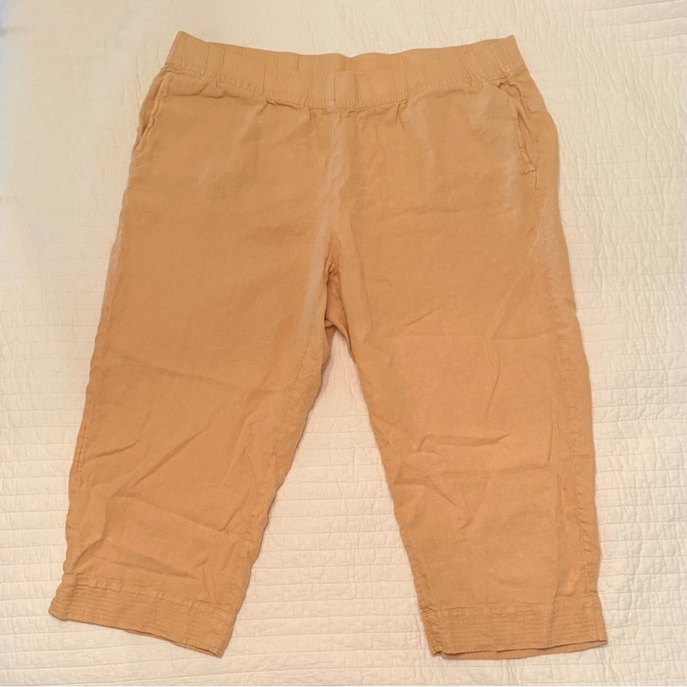 Pure Jill Women's Orange Linen Capris Size 2X Cottagecore Coastal - Picture 2 of 16